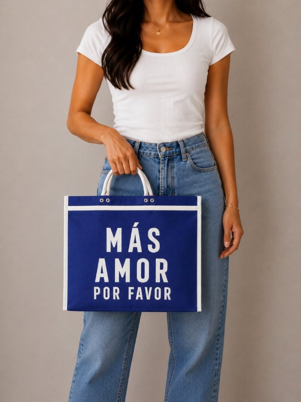 Mexican Tote Bag "Mas Amor Por Favor" - Purple